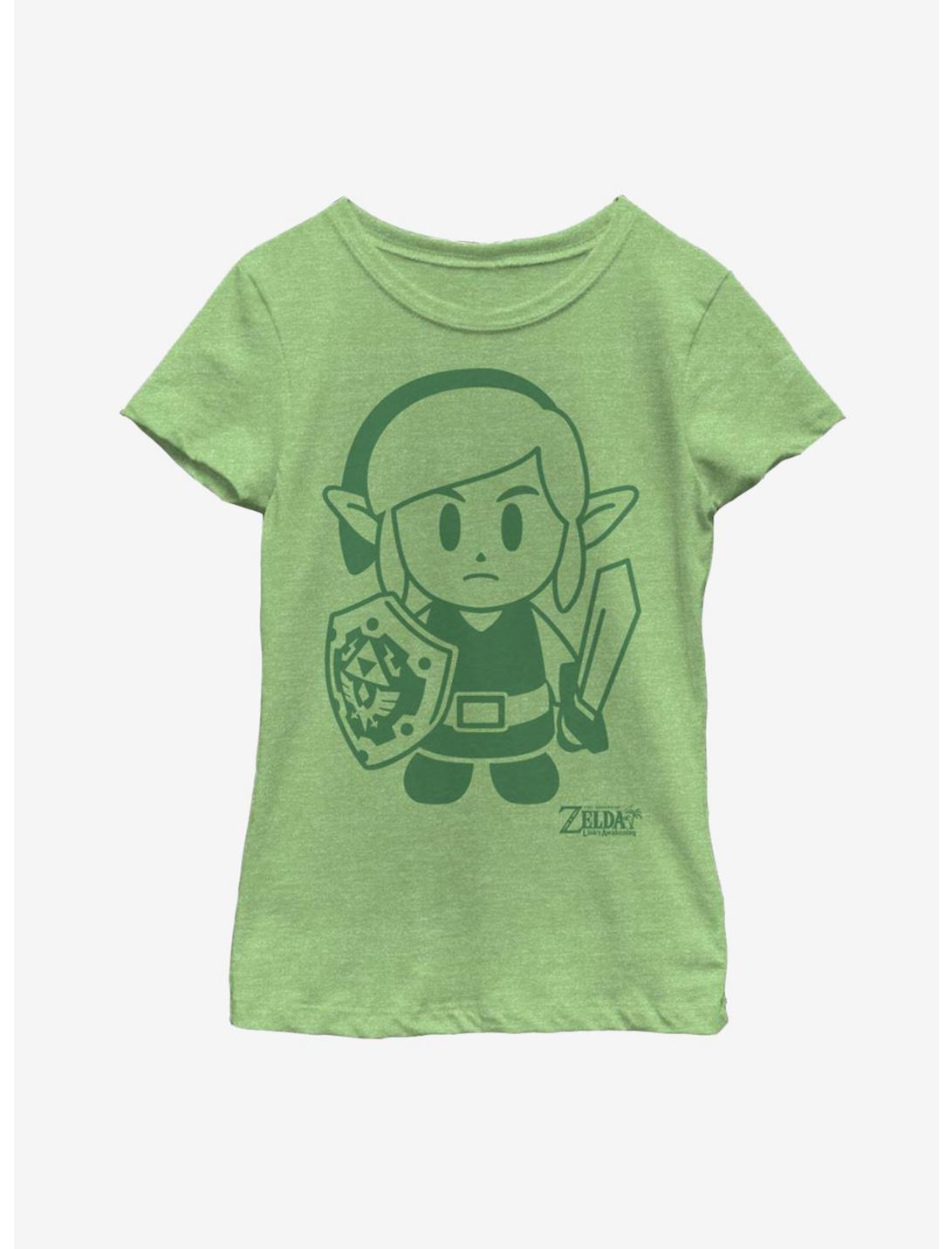 Nintendo The Legend of Zelda: Link's Awakening Link Avatar Outline Youth Girls T-Shirt, GREEN APPLE, hi-res