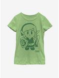 Nintendo The Legend of Zelda: Link's Awakening Link Avatar Outline Youth Girls T-Shirt, GREEN APPLE, hi-res