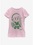 Nintendo The Legend of Zelda: Link's Awakening Link Avatar Outline Youth Girls T-Shirt, PINK, hi-res