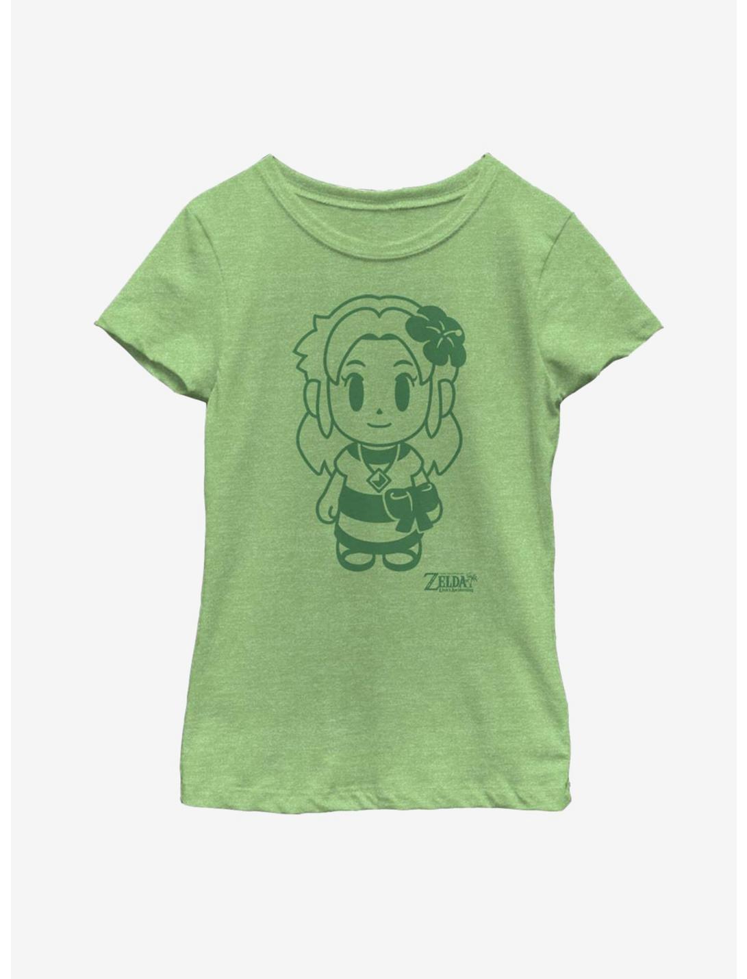 Nintendo The Legend of Zelda: Link's Awakening Marin Avatar Outline Youth Girls T-Shirt, GREEN APPLE, hi-res
