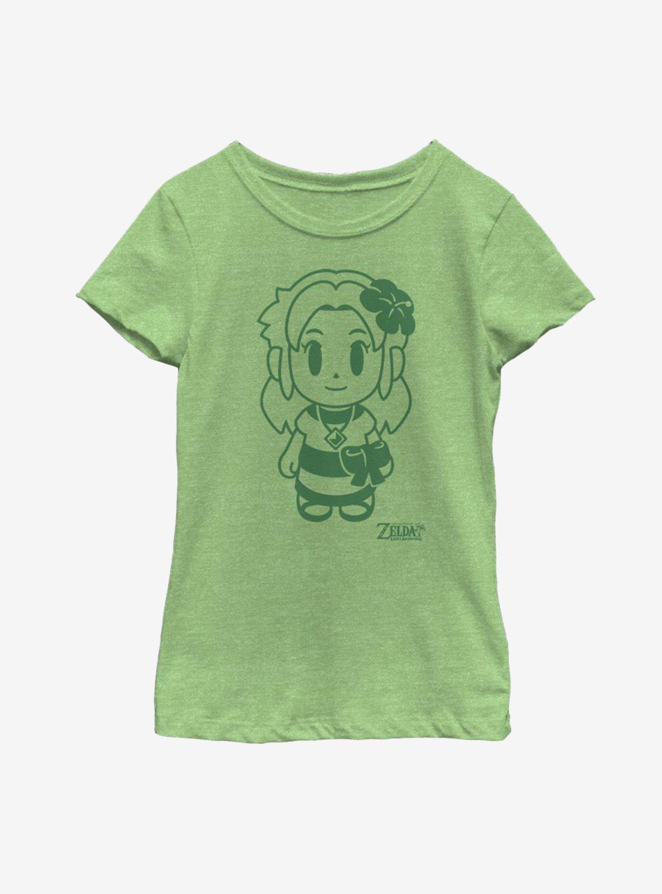 Nintendo The Legend of Zelda: Link's Awakening Marin Avatar Outline Youth Girls T-Shirt, GREEN APPLE, hi-res