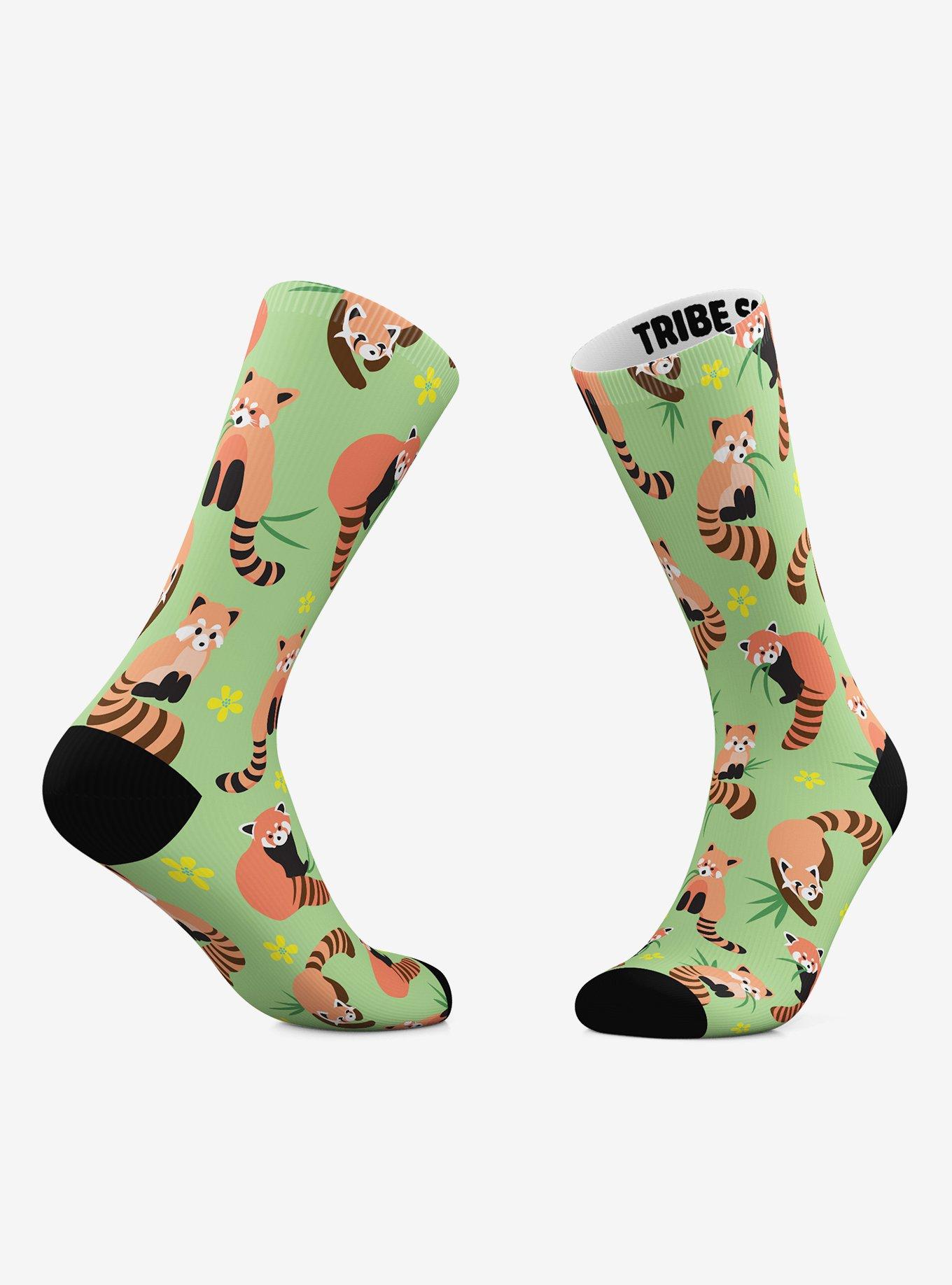 Red Panda And Rhino Crew Socks 2 Pair, , hi-res