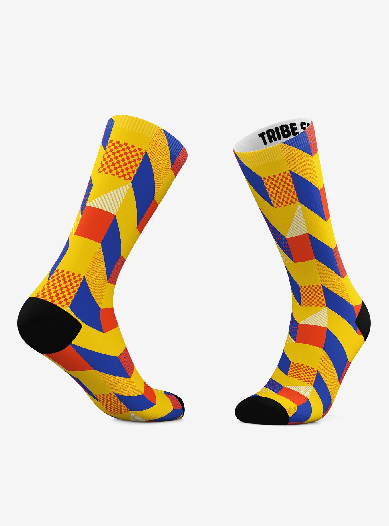 Geometric Checkers And Geometric Eclipse Crew Socks 2 Pair, , hi-res