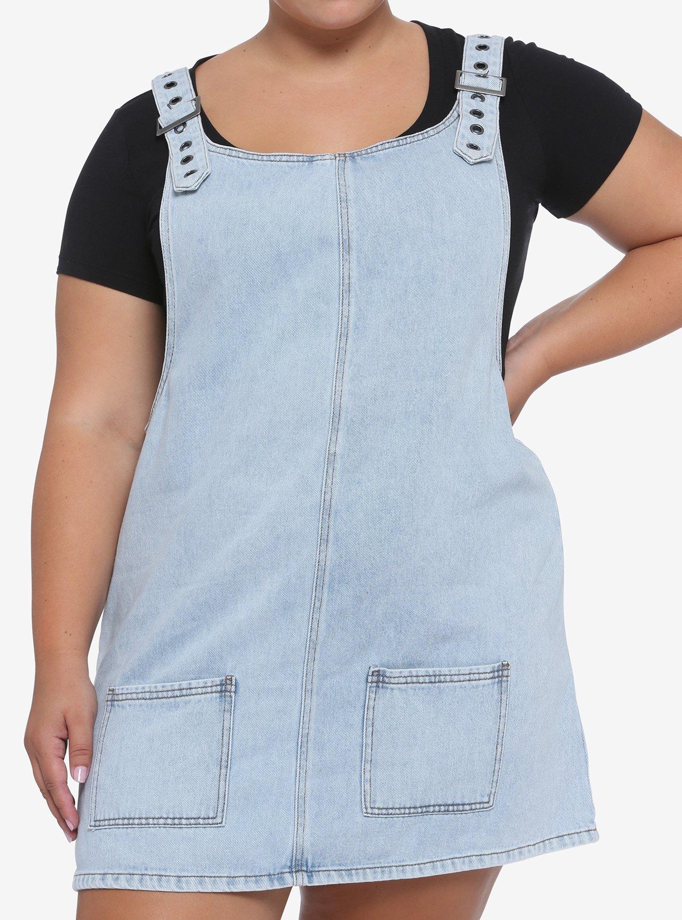 Indigo Denim Buckle Dress Plus Size, INDIGO, hi-res