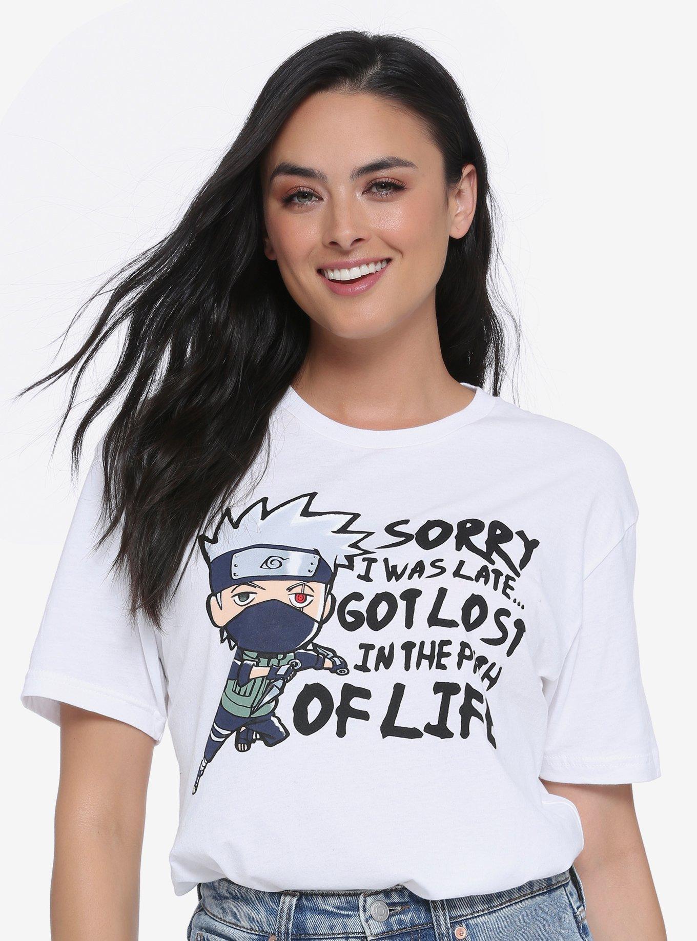 Naruto Shippuden Kakashi Sorry I Was Late Women's T-Shirt - BoxLunch Exclusive, BLACK, hi-res