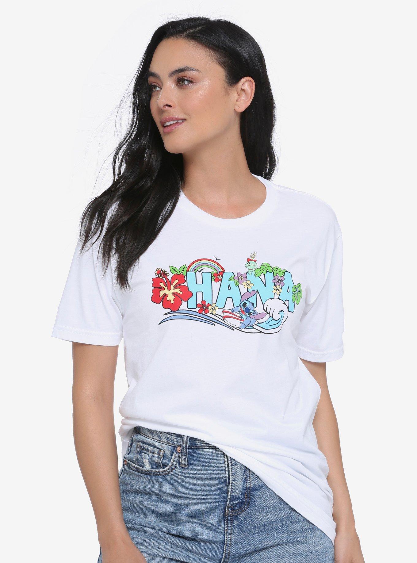 Disney Lilo & Stitch Ohana Stitch Surfing Women's T-Shirt - BoxLunch Exclusive, BLUE, hi-res