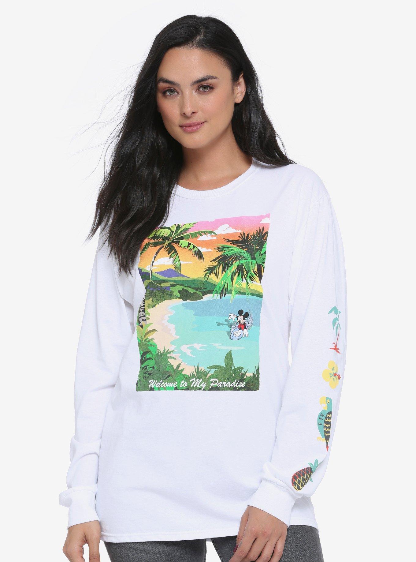 Disney Mickey Mouse Welcome to My Paradise Women's Long Sleeve T-Shirt - BoxLunch Exclusive, MULTI, hi-res
