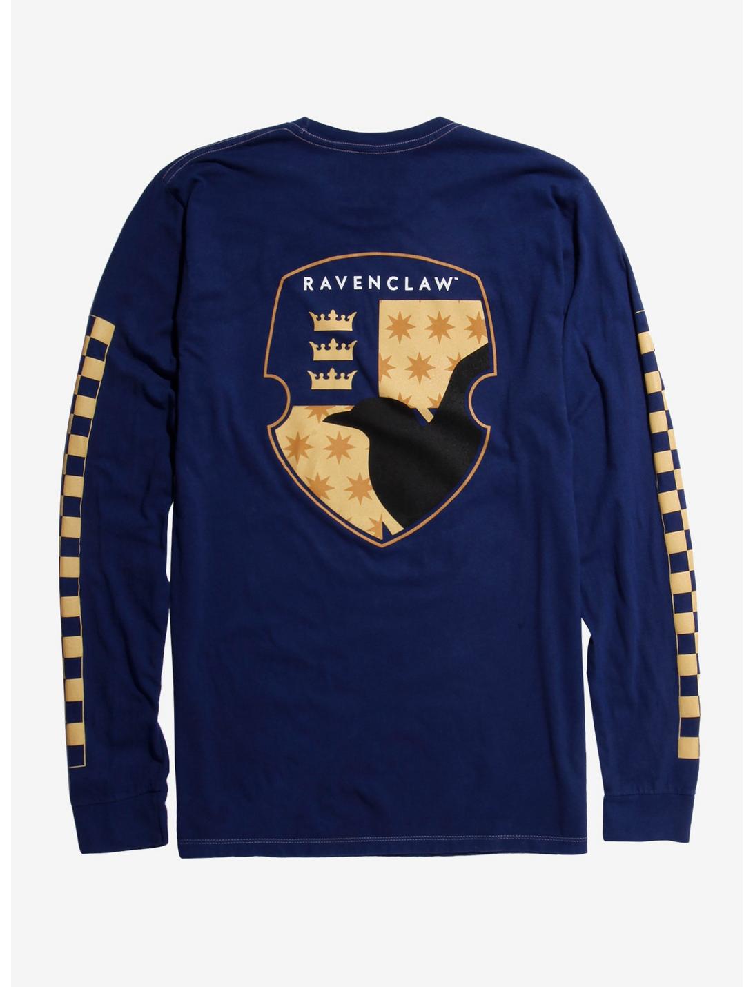 Harry Potter Ravenclaw Checkered Long Sleeve Women's T-Shirt - BoxLunch Exclusive, BLACK, hi-res