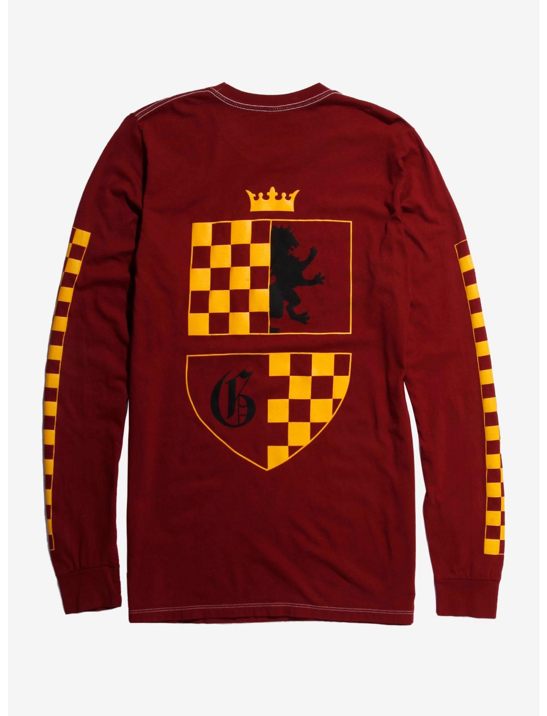 Harry Potter Gryffindor Checkered Long Sleeve Women's T-Shirt - BoxLunch Exclusive, BLACK, hi-res