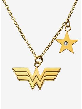 Plus Size DC Comics Wonder Woman Stainless Steel Gold Plated Necklace, , hi-res