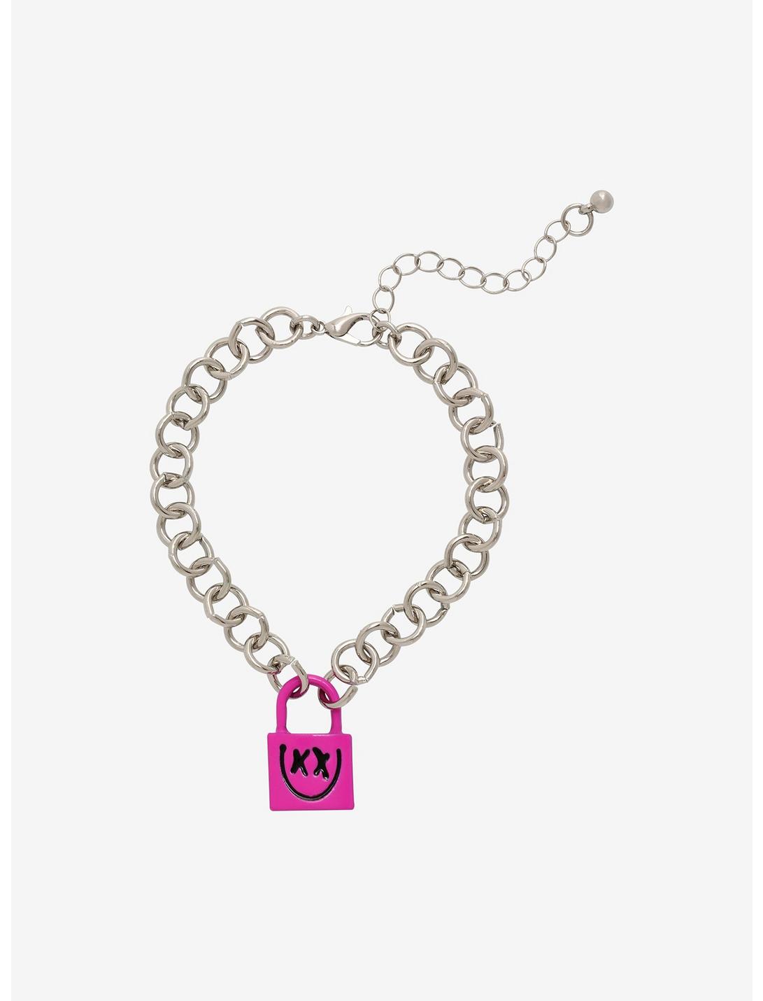Yungblud Pink Padlock Chain Bracelet, , hi-res
