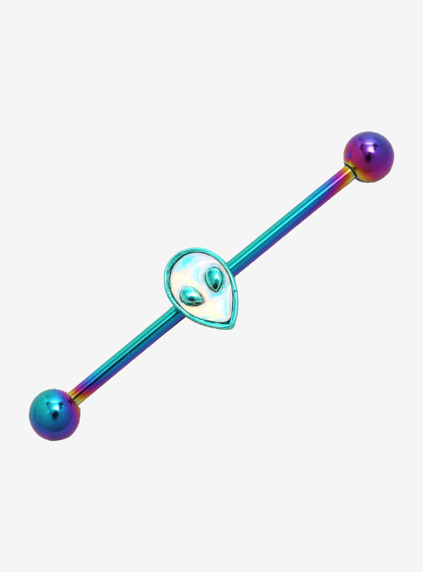 14G 1 1/2 Steel Anodized Alien Industrial Barbell, , hi-res