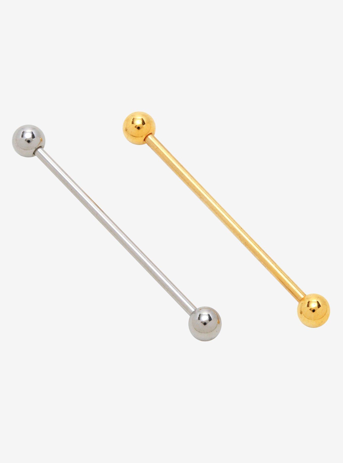 Steel Silver & Gold Industrial Barbell 2 Pack, MULTI, hi-res