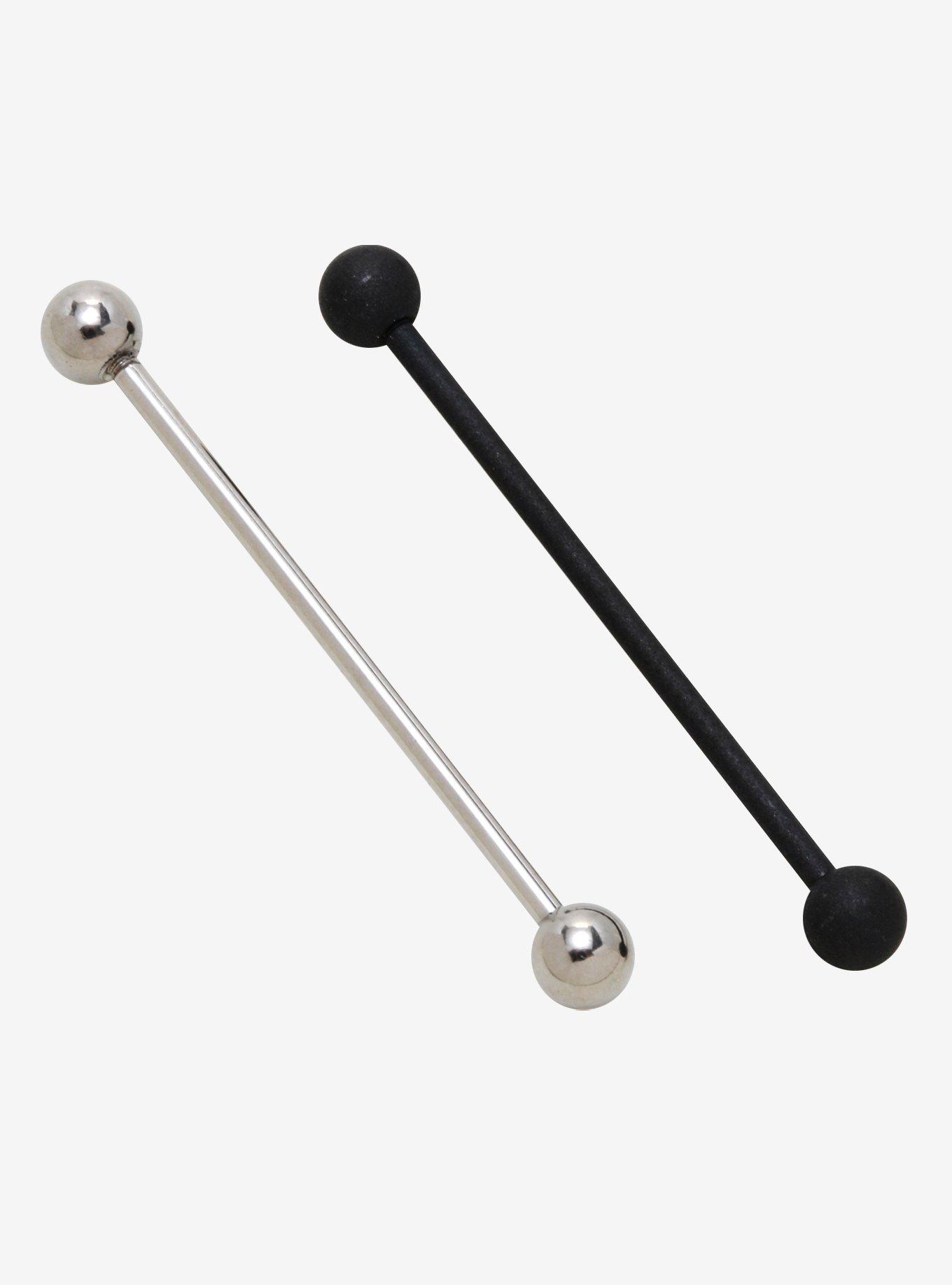 Steel Silver & Matte Black Industrial Barbell 2 Pack, MULTI, hi-res