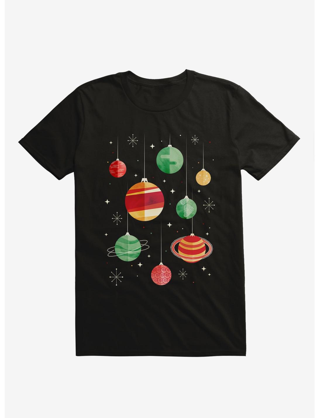 Joy Of The Universe Planet Ornaments Black T-Shirt, BLACK, hi-res