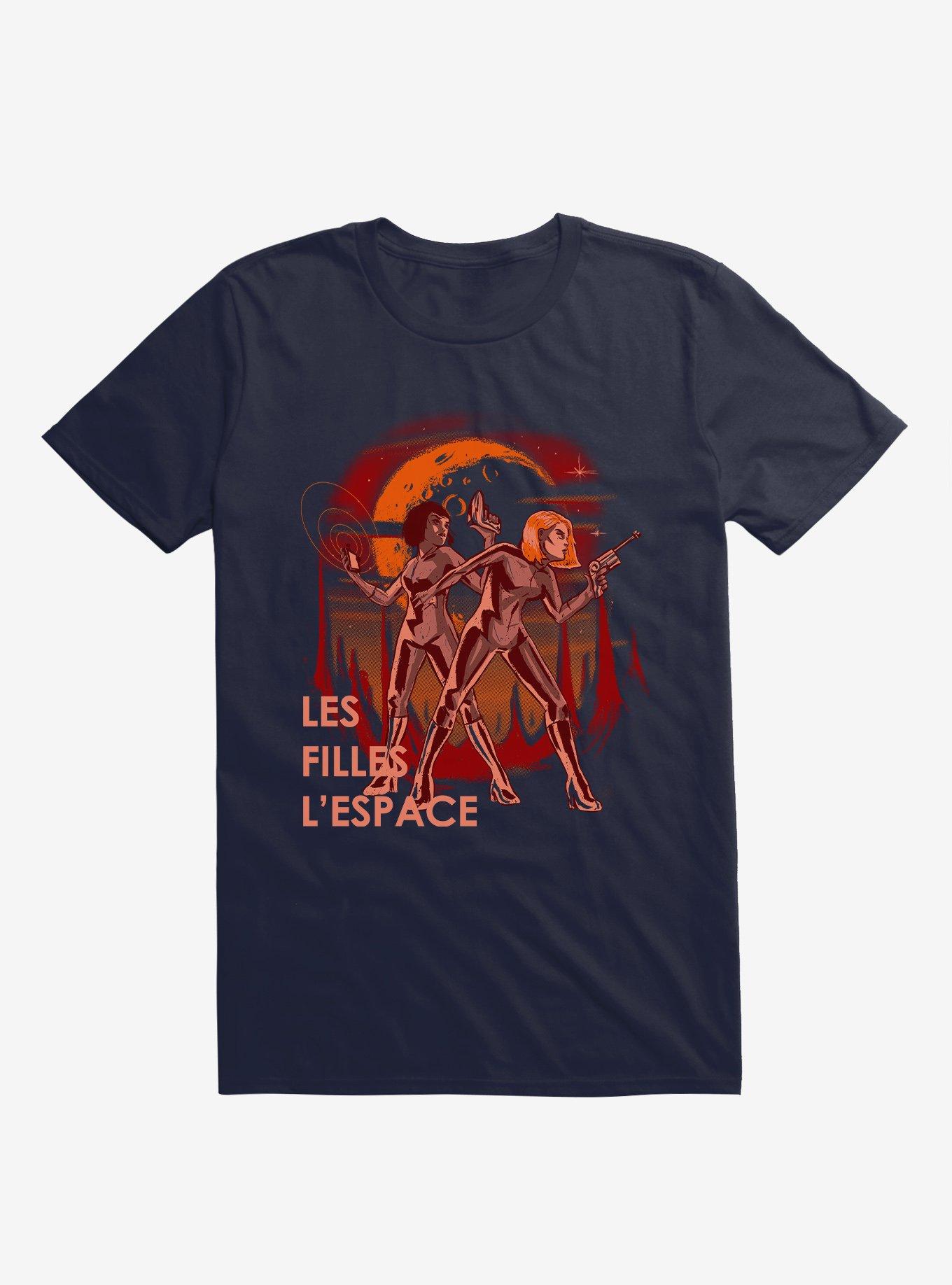 Les Filles L'Espace Space Navy Blue T-Shirt, NAVY, hi-res