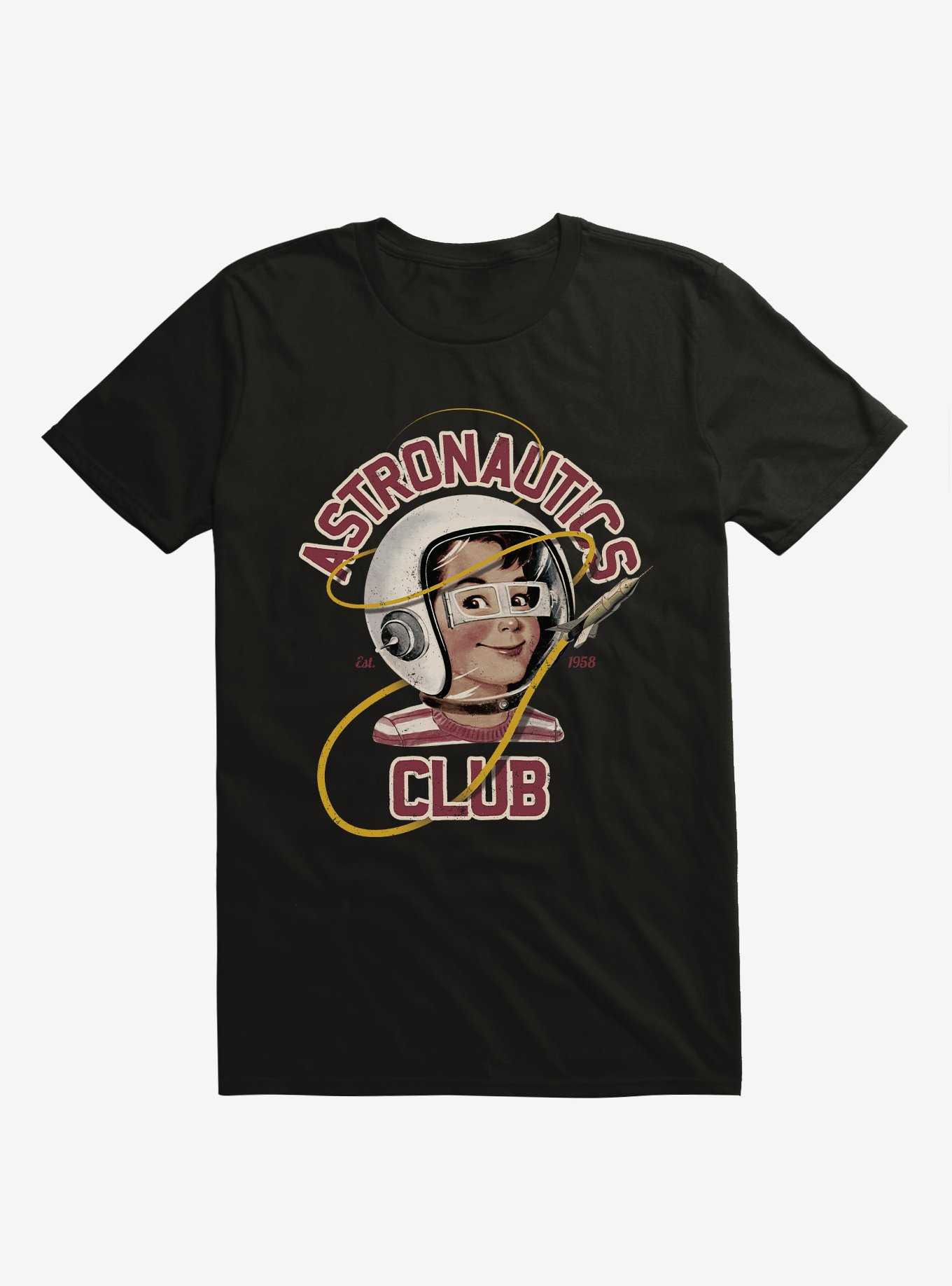 Astro Club Retro Astronaut Black T-Shirt, , hi-res