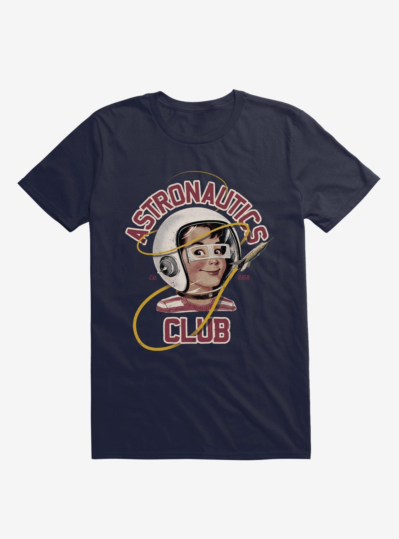 Astro Club Retro Astronaut Navy Blue T-Shirt, , hi-res