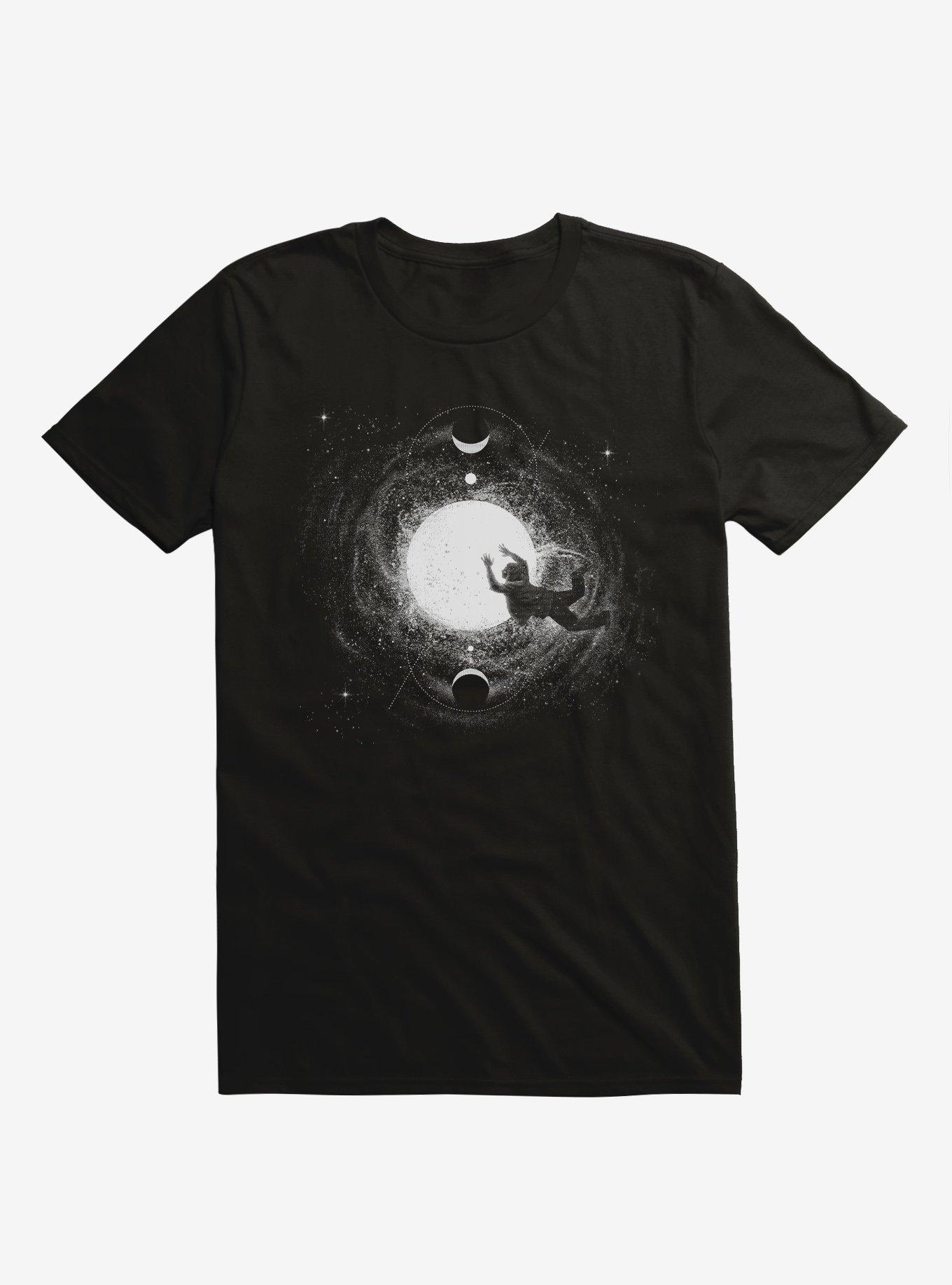 Light Burst Moon And Stars Black T-Shirt, BLACK, hi-res