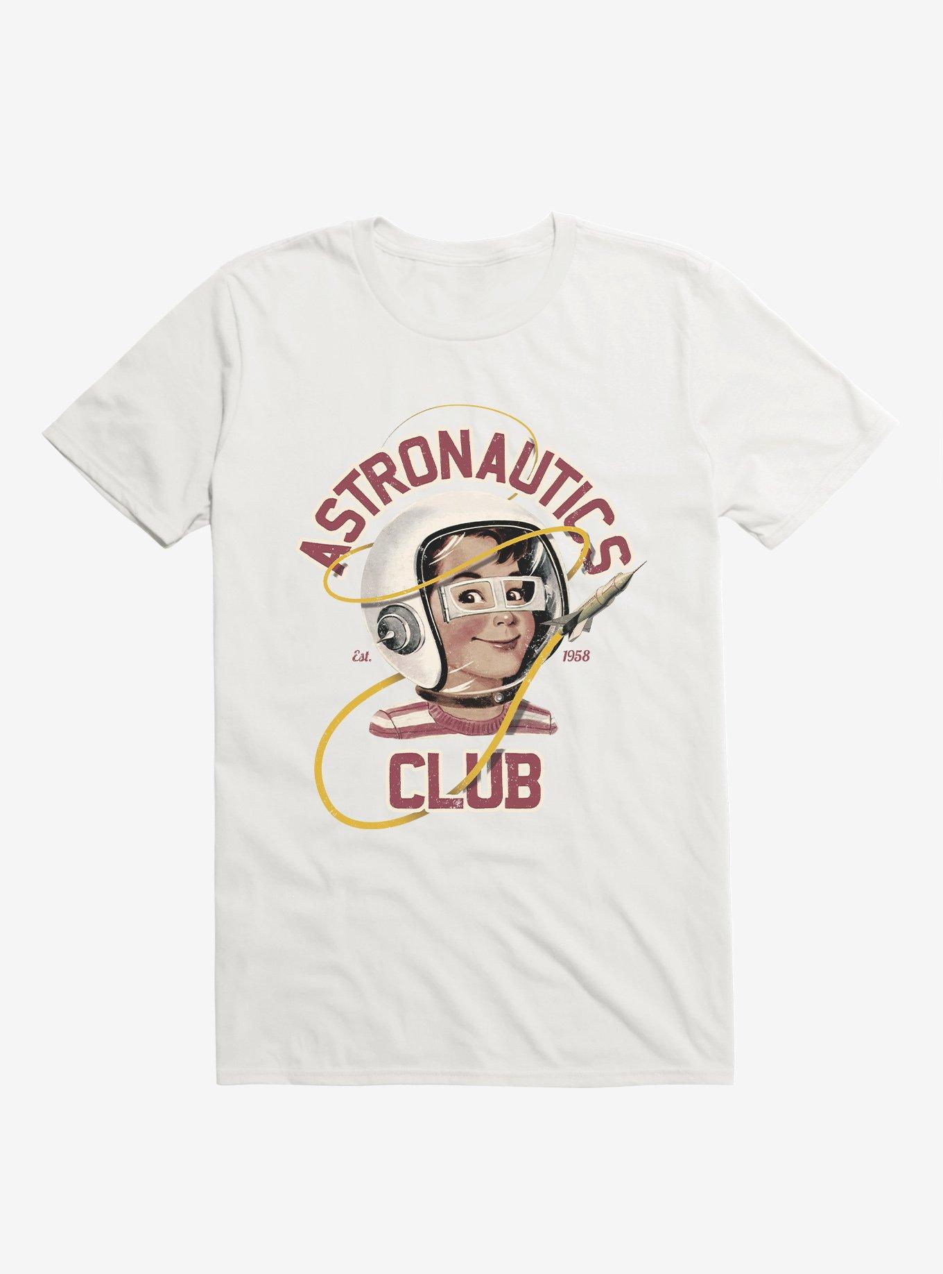 Astro Club Retro Astronaut White T-Shirt, WHITE, hi-res