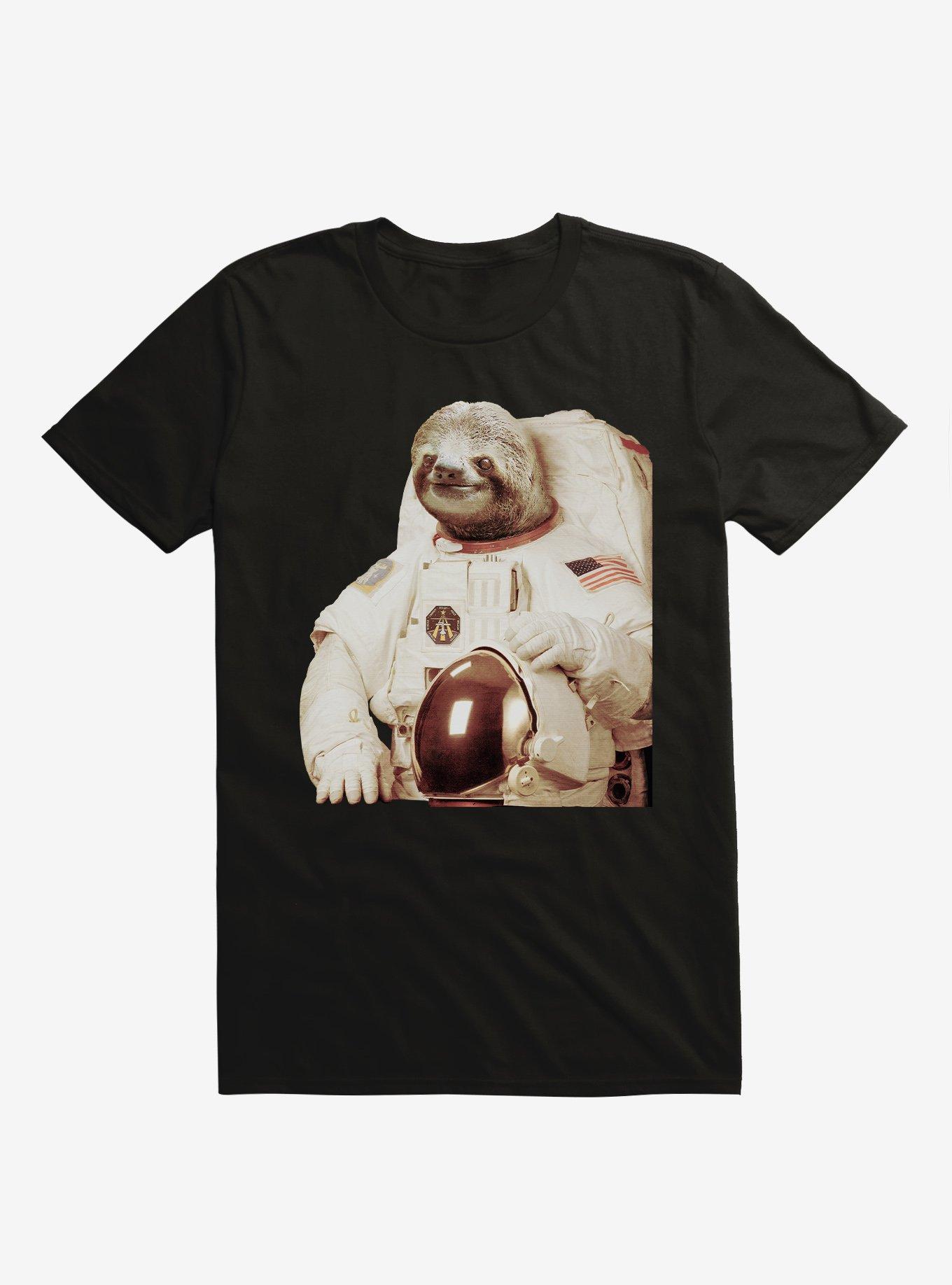 Astronaut Sloth Black T-Shirt