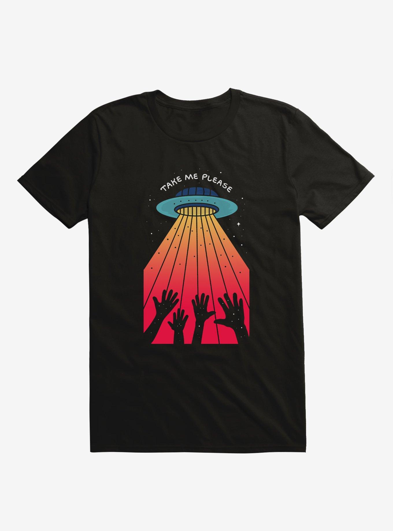 Take Me Please Alien UFO Black T-Shirt, , hi-res