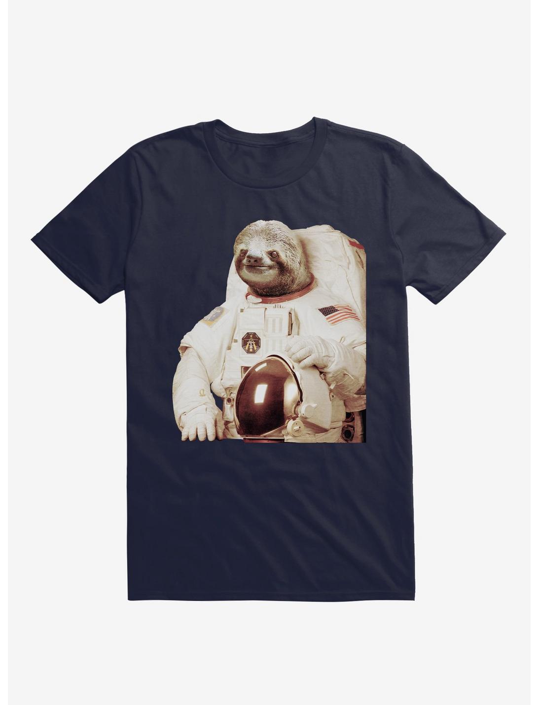 Astronaut Sloth Navy Blue T-Shirt, NAVY, hi-res