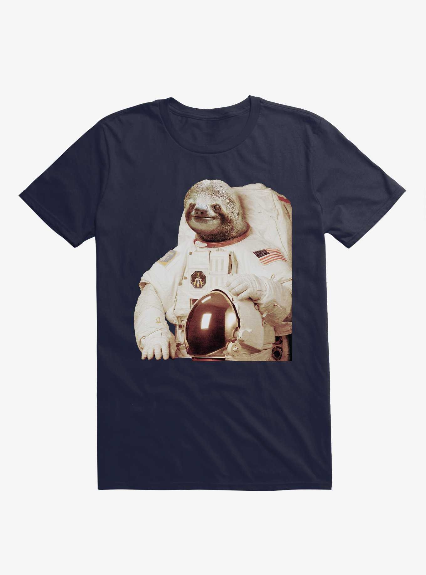Astronaut Sloth Navy Blue T-Shirt, , hi-res