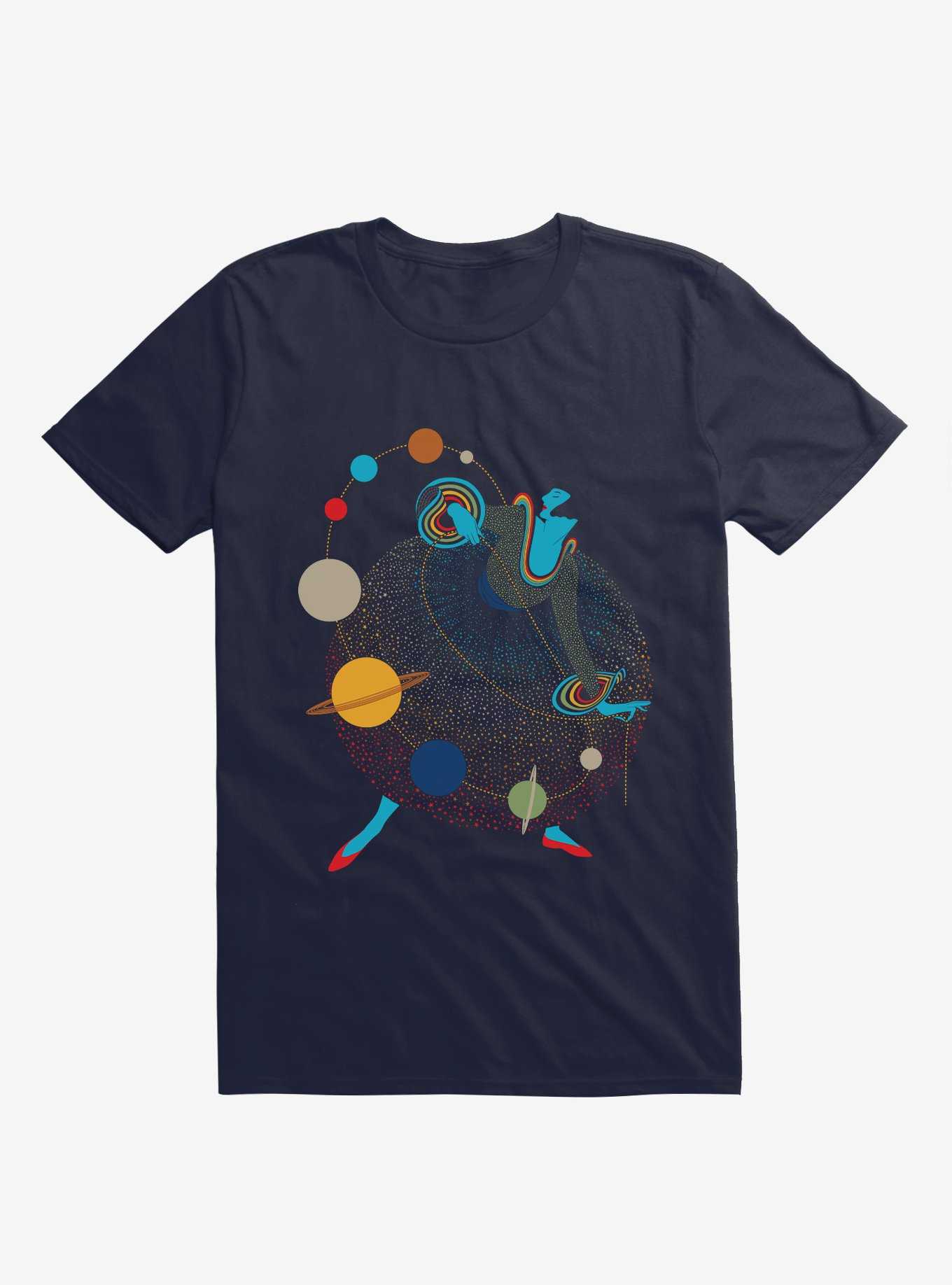 Mademoiselle Galaxy Stars And Planets Navy Blue T-Shirt, , hi-res