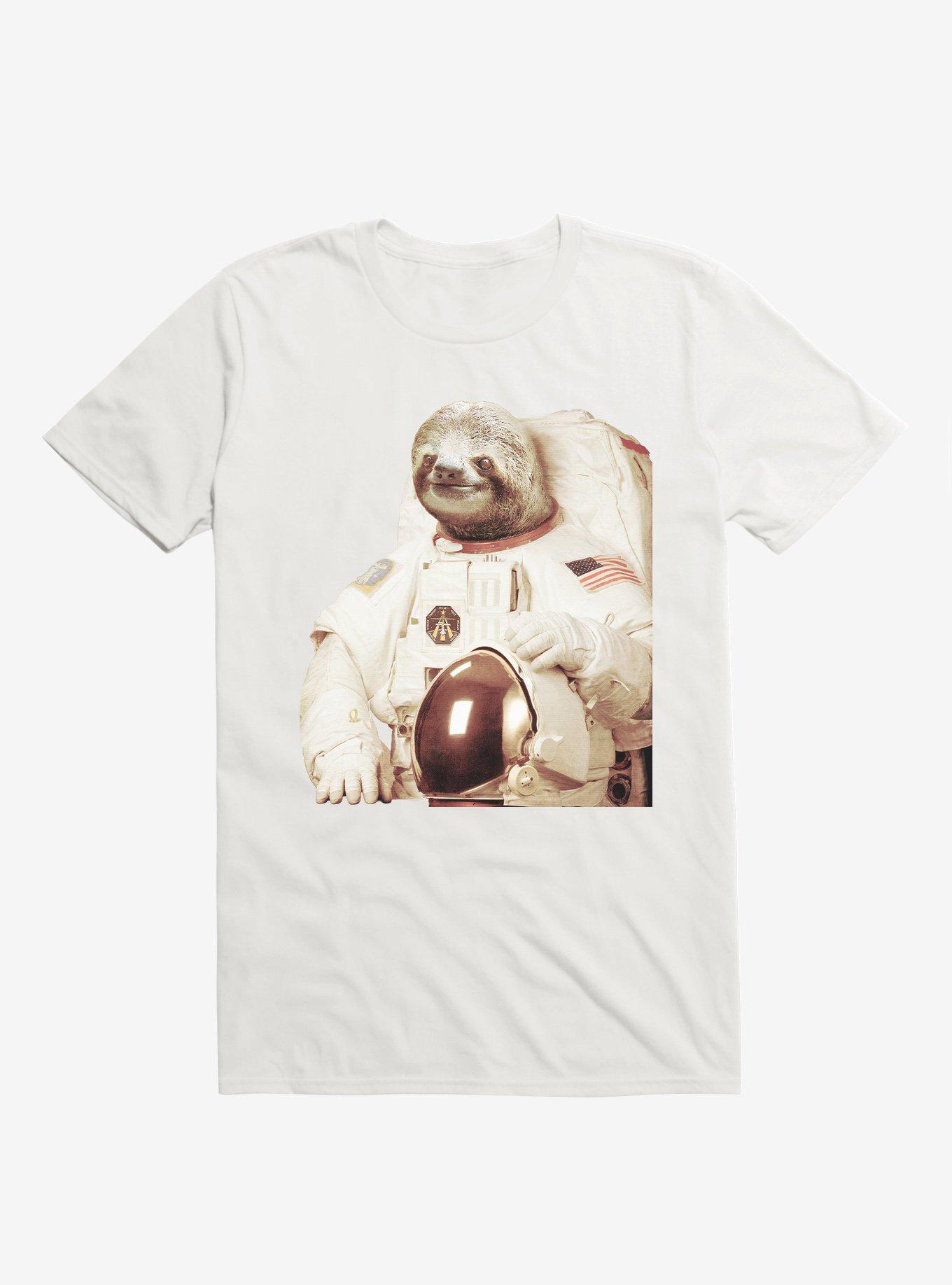 Astronaut Sloth White T-Shirt, WHITE, hi-res