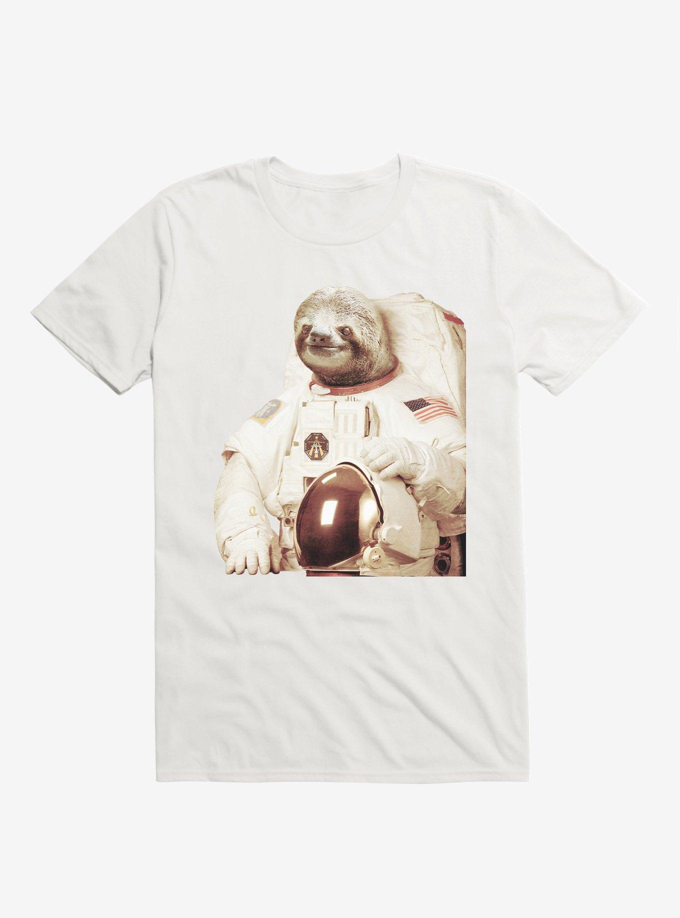 Astronaut Sloth White T-Shirt, , hi-res
