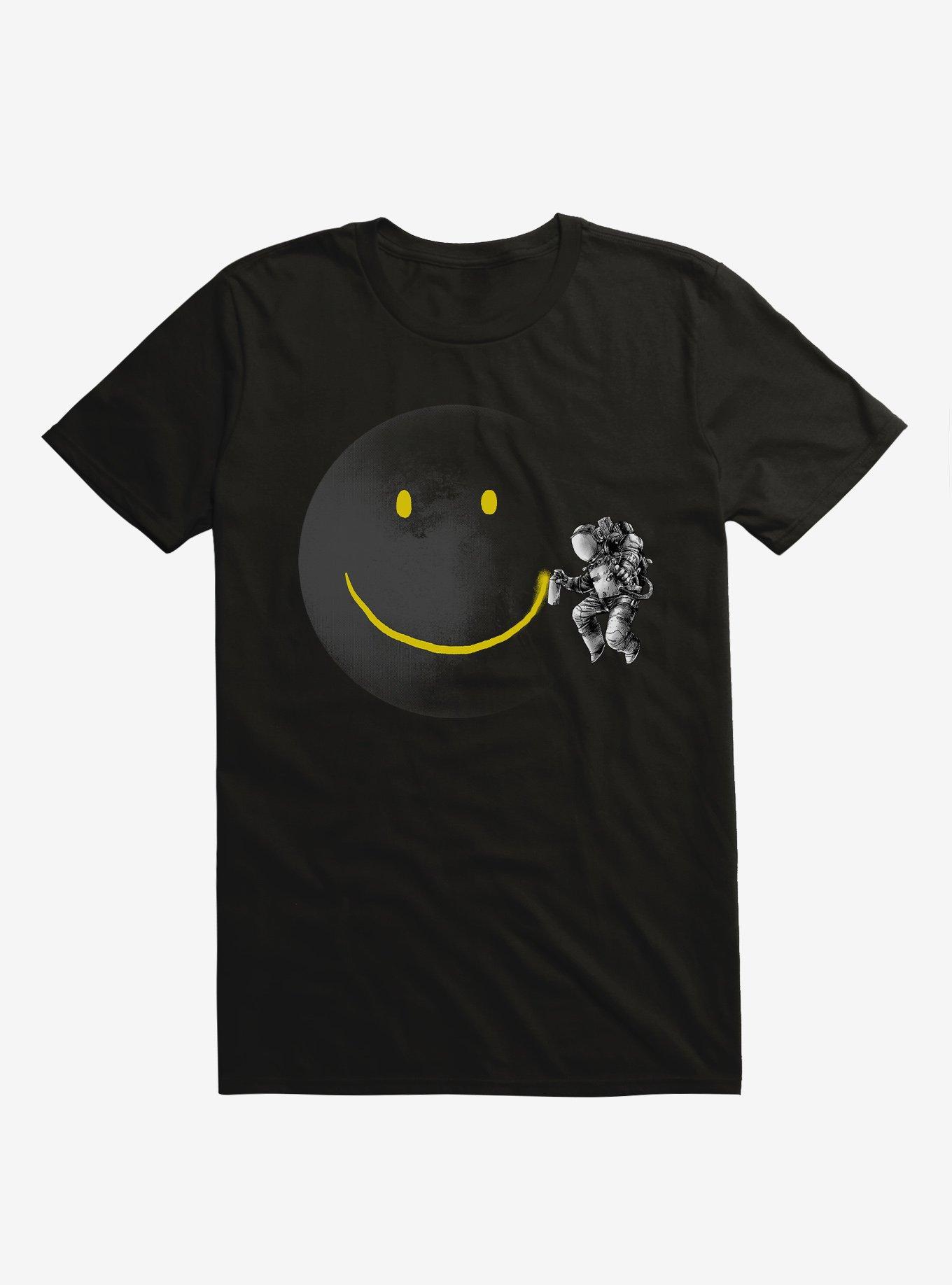 Make A Smile Astronaut Moon Black T-Shirt, BLACK, hi-res