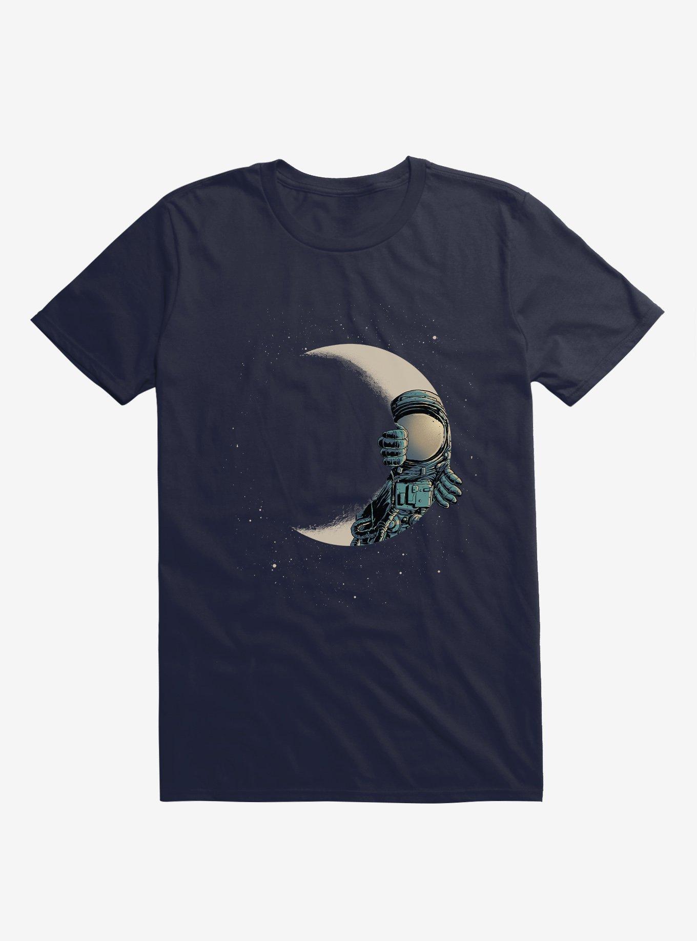 Crescent Moon Astronaut Navy Blue T-Shirt, NAVY, hi-res