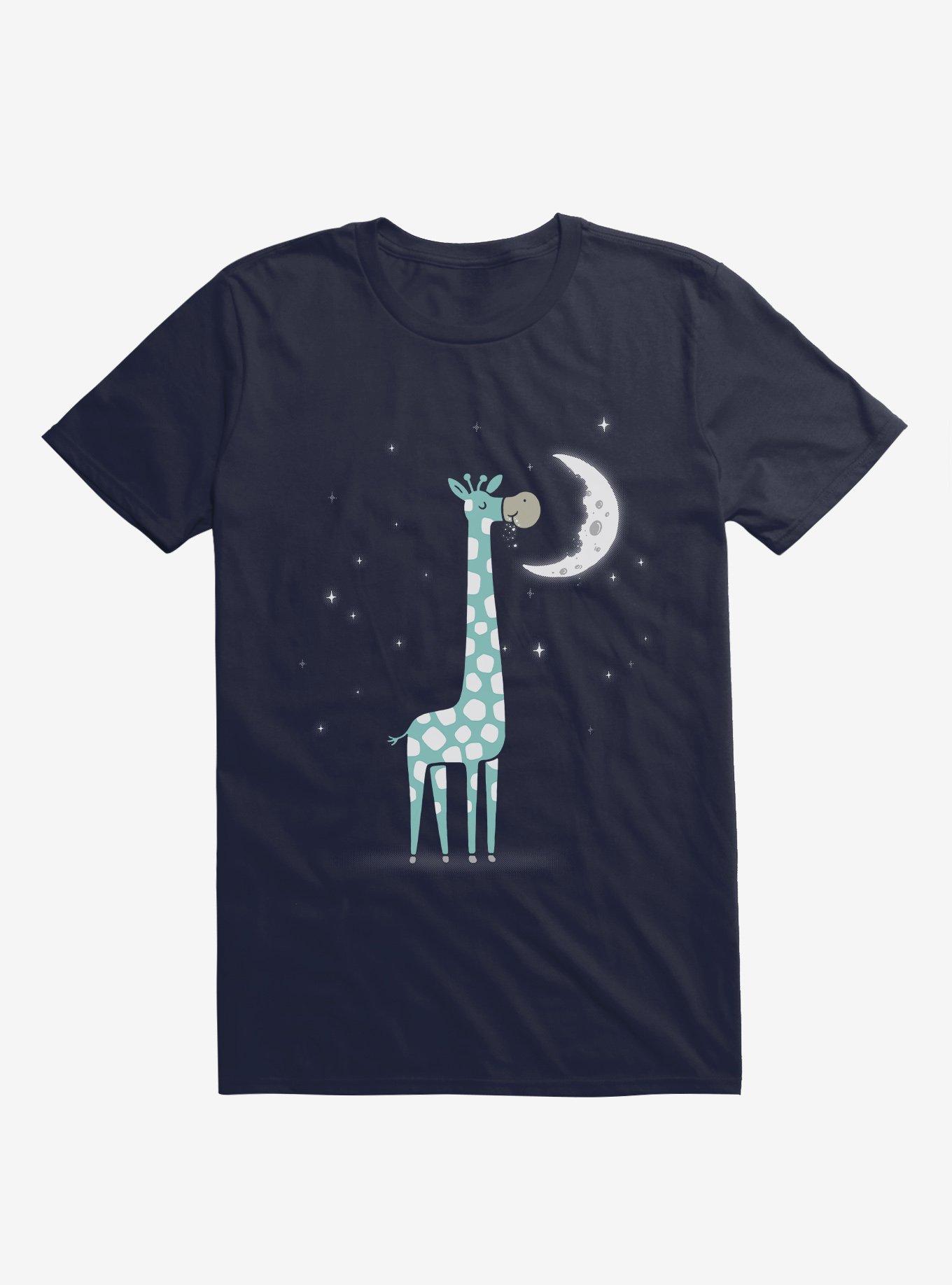 Midnight Snack Giraffe Moon Navy Blue T-Shirt