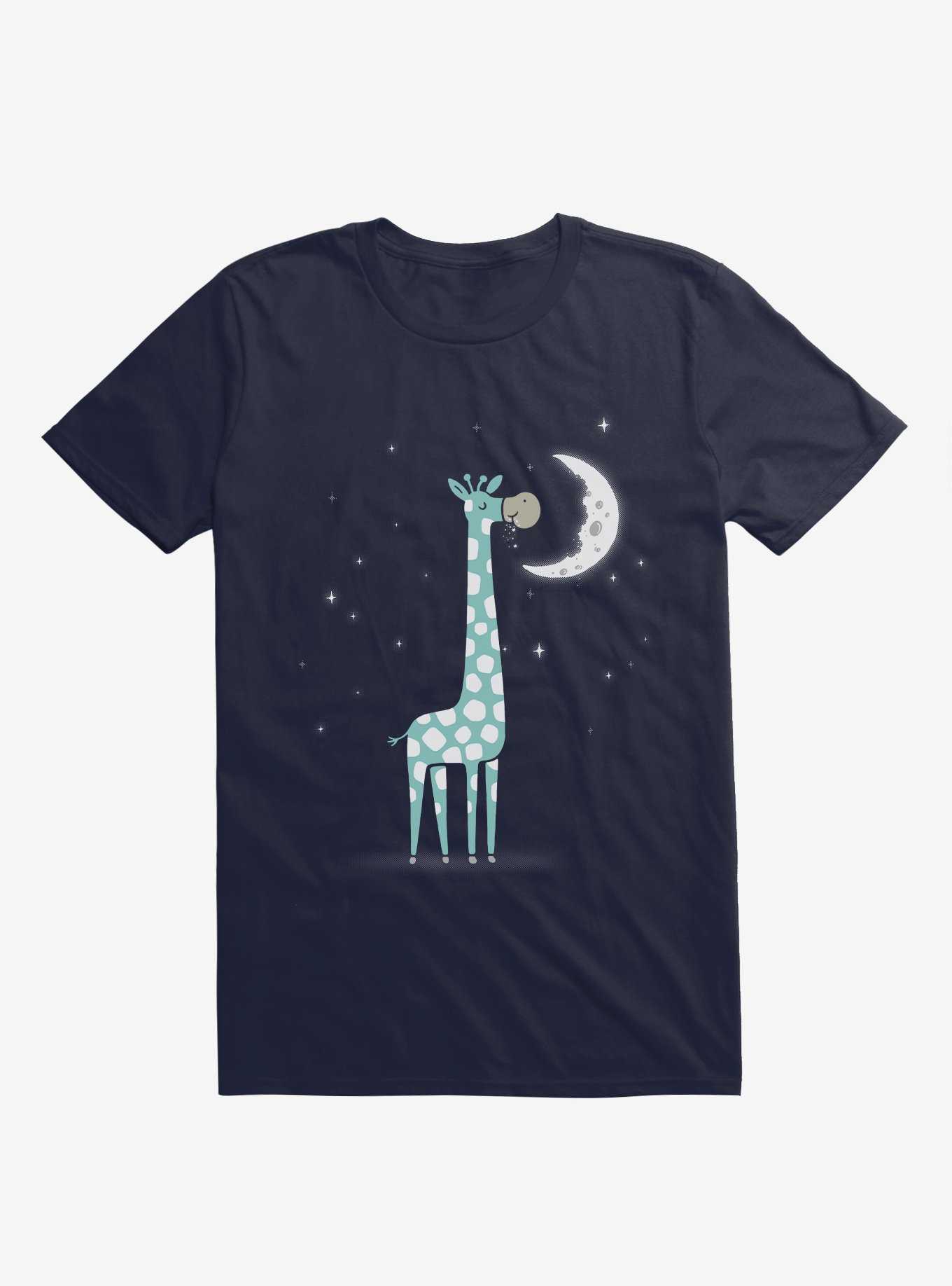 Midnight Snack Giraffe Moon Navy Blue T-Shirt, , hi-res