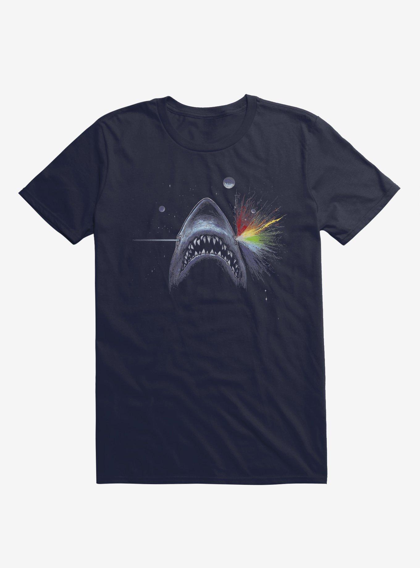 Dark Jaw Of The Moon Shark Prism Navy Blue T-Shirt, NAVY, hi-res