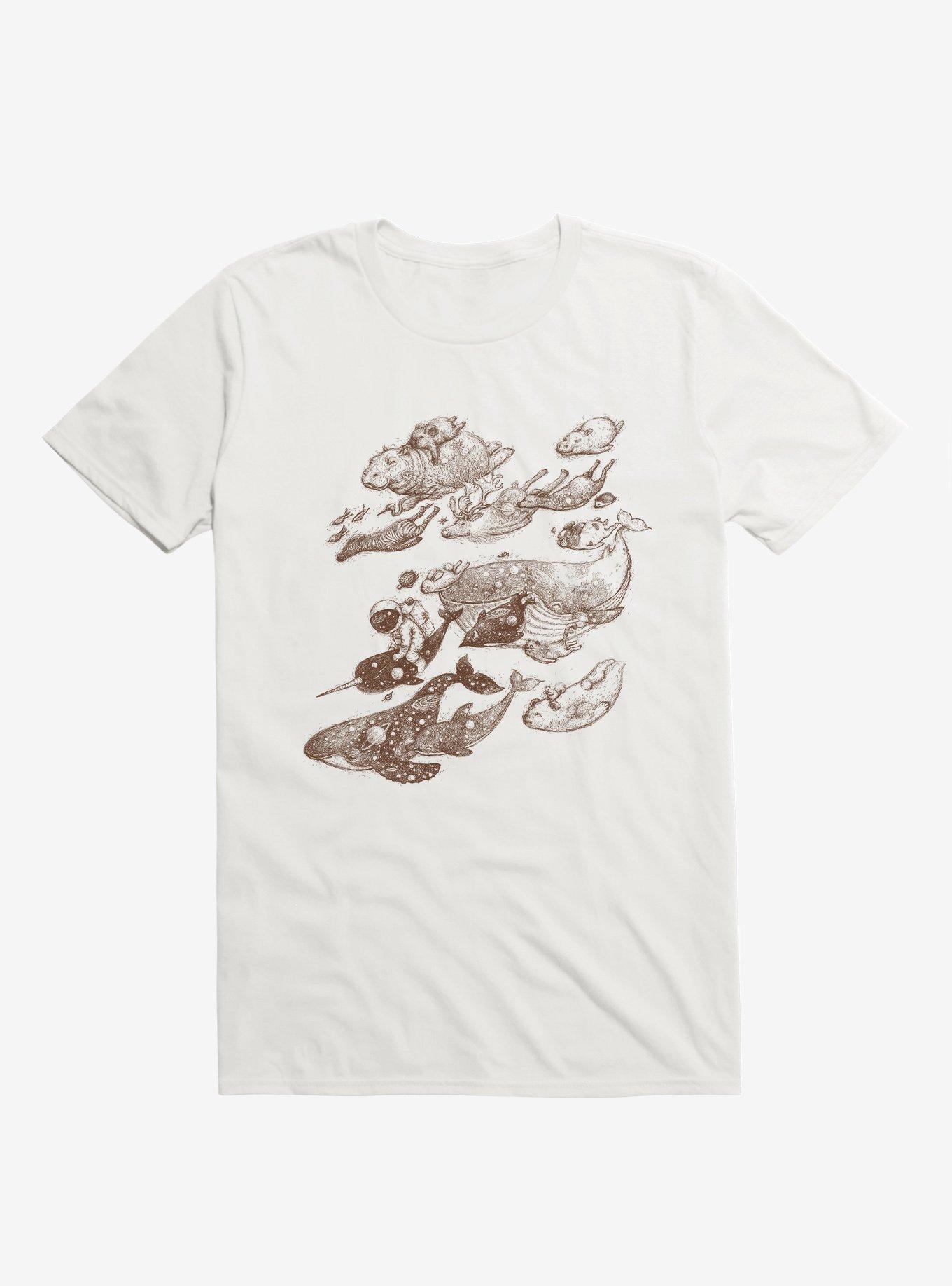 Go Went Gone Astronaut And Narwhal White T-Shirt, WHITE, hi-res