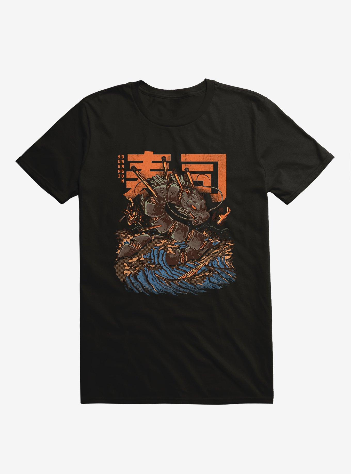 Great Sushi Dragon Black T-Shirt, BLACK, hi-res