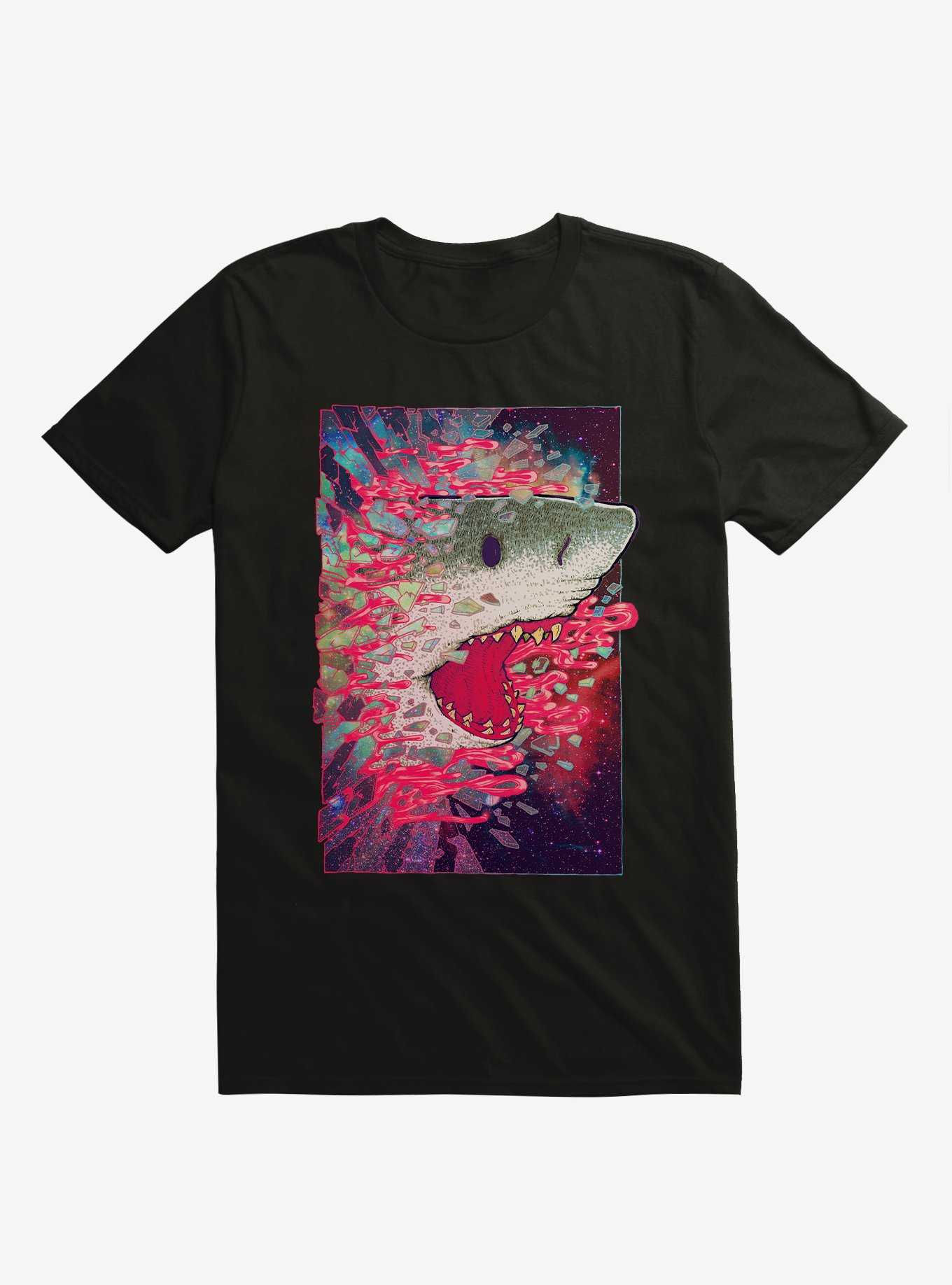Shark From Outer Space Galaxy Black T-Shirt, , hi-res