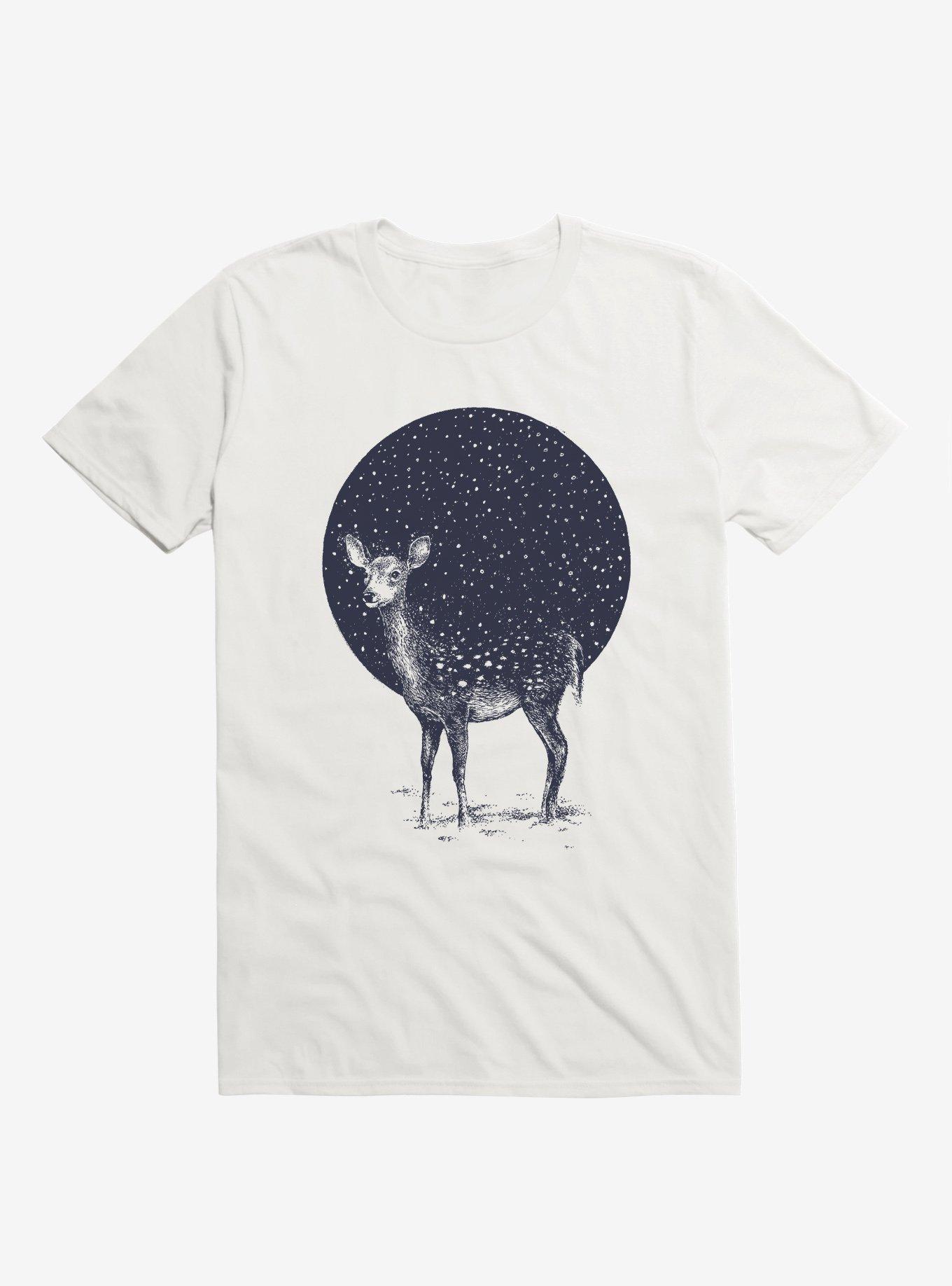 Snow Flake Deer White T-Shirt, WHITE, hi-res