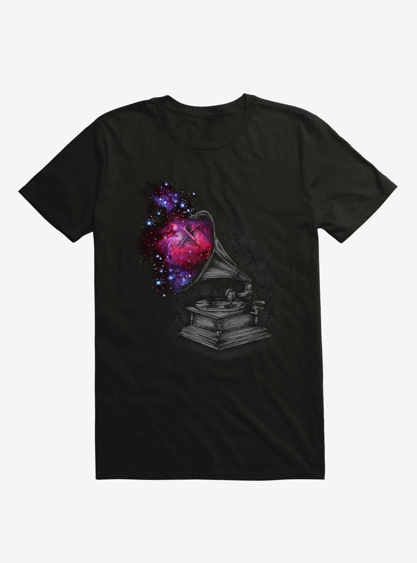 Sound Of Galaxy Gramophone Black T-Shirt, BLACK, hi-res