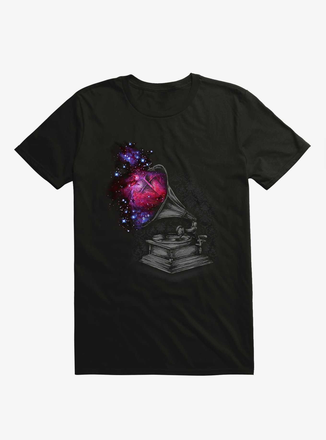 Sound Of Galaxy Gramophone Black T-Shirt, , hi-res