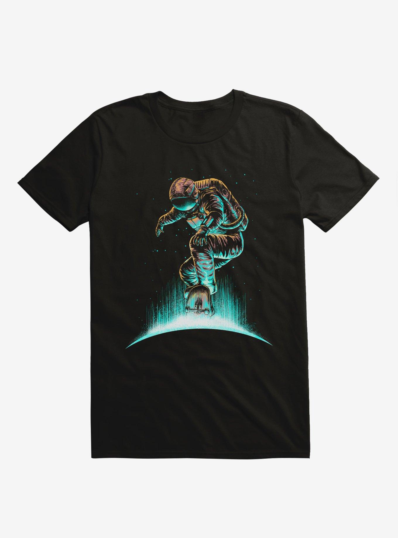 Space Grind Astronaut Skateboard Black T-Shirt