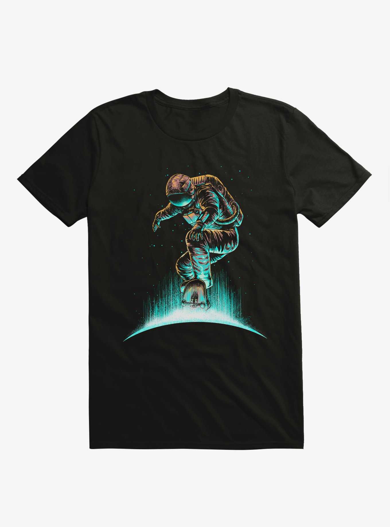 Space Grind Astronaut Skateboard Black T-Shirt, , hi-res