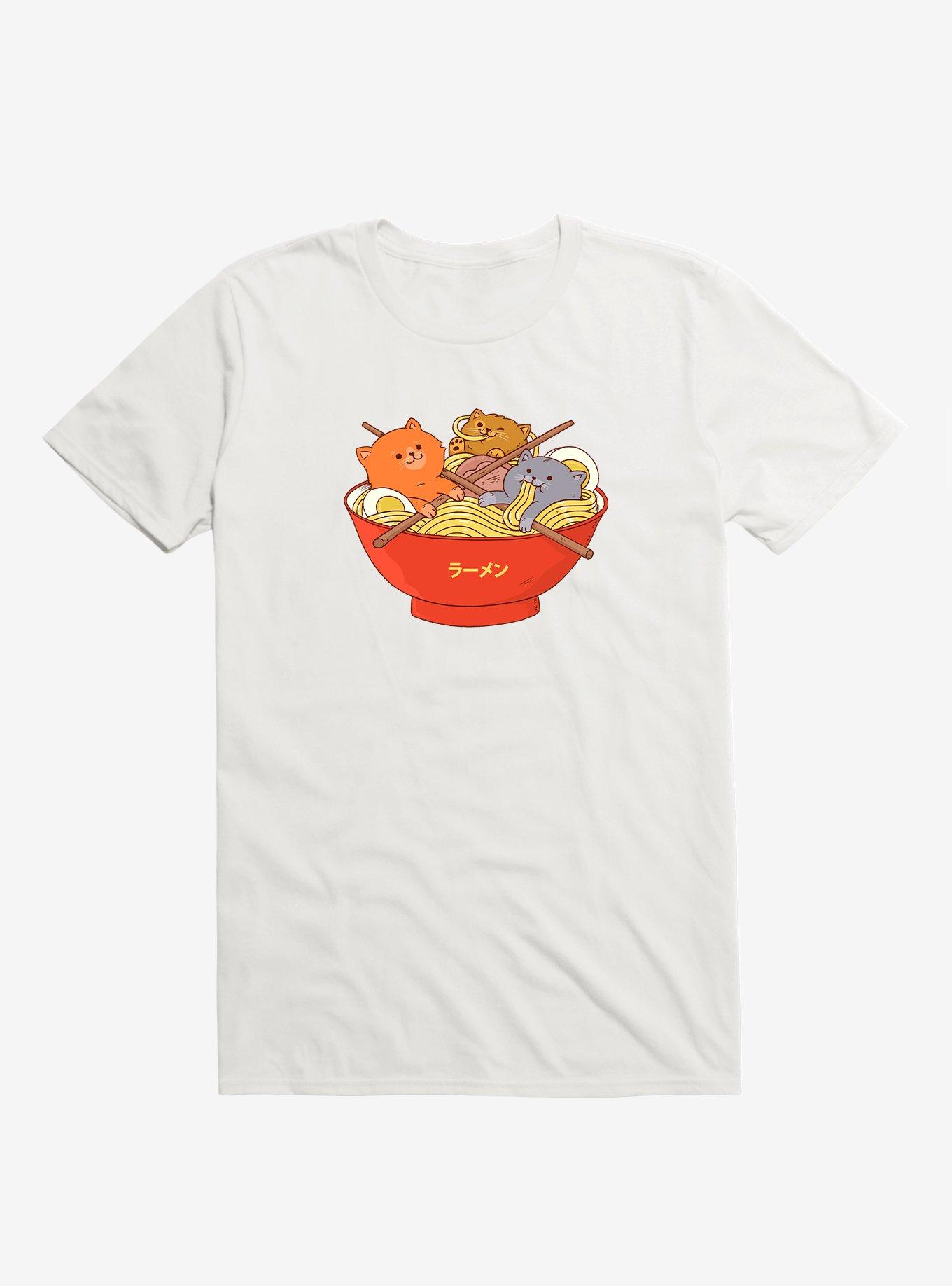 Ramen And Cats White T-Shirt, , hi-res