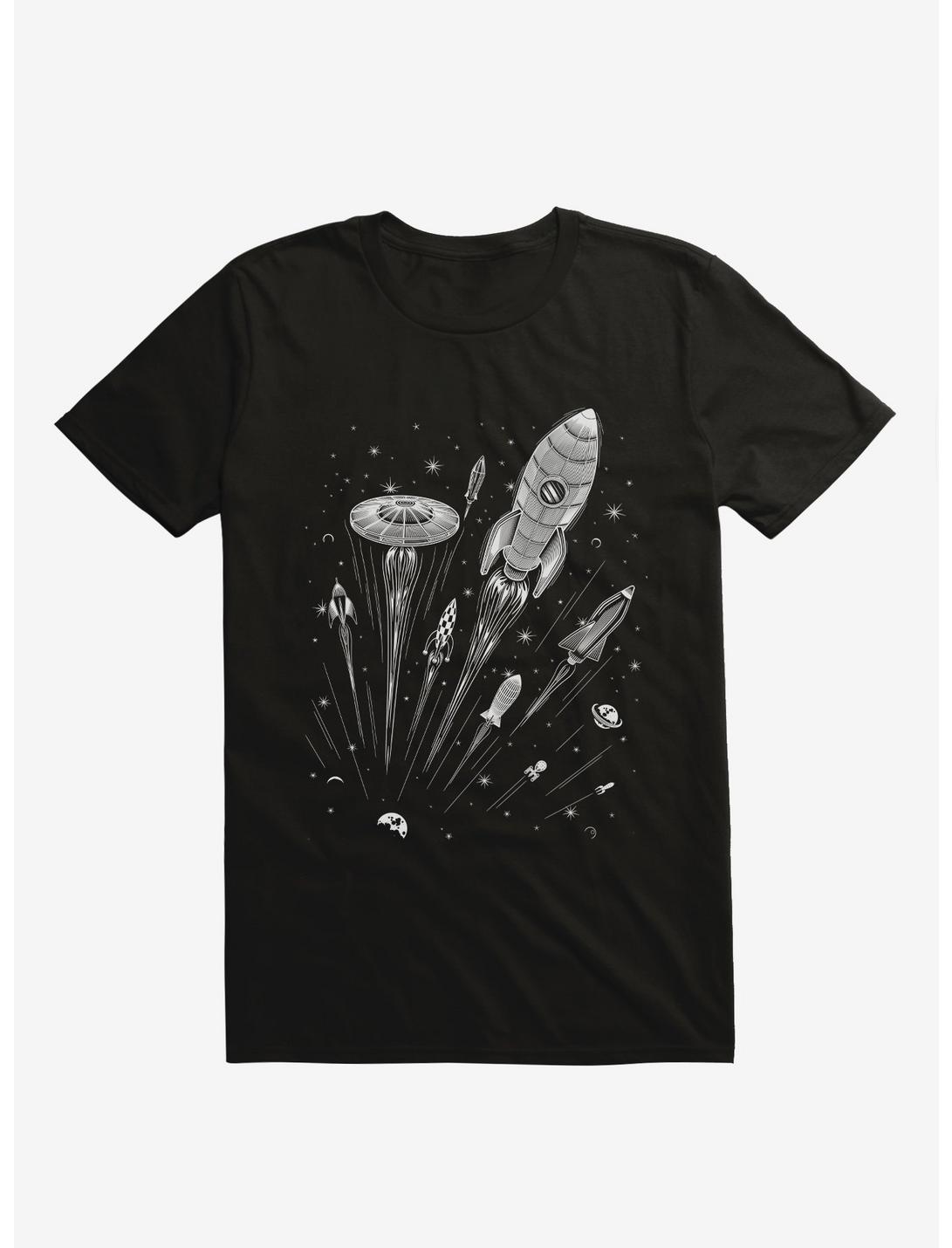 Space Race Spacecraft Black T-Shirt, BLACK, hi-res