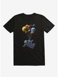Space Travel Astronaut And Balloon Planets Black T-Shirt, BLACK, hi-res