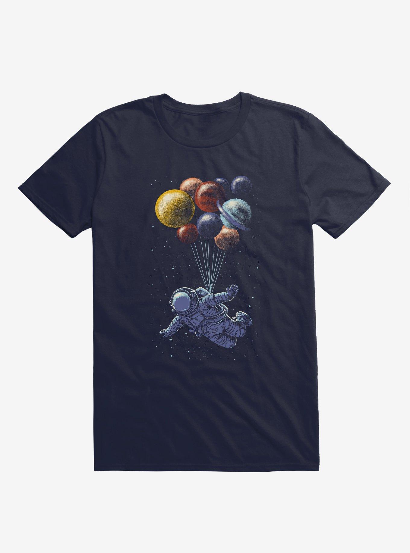 Space Travel Astronaut And Balloon Planets Navy Blue T-Shirt, NAVY, hi-res