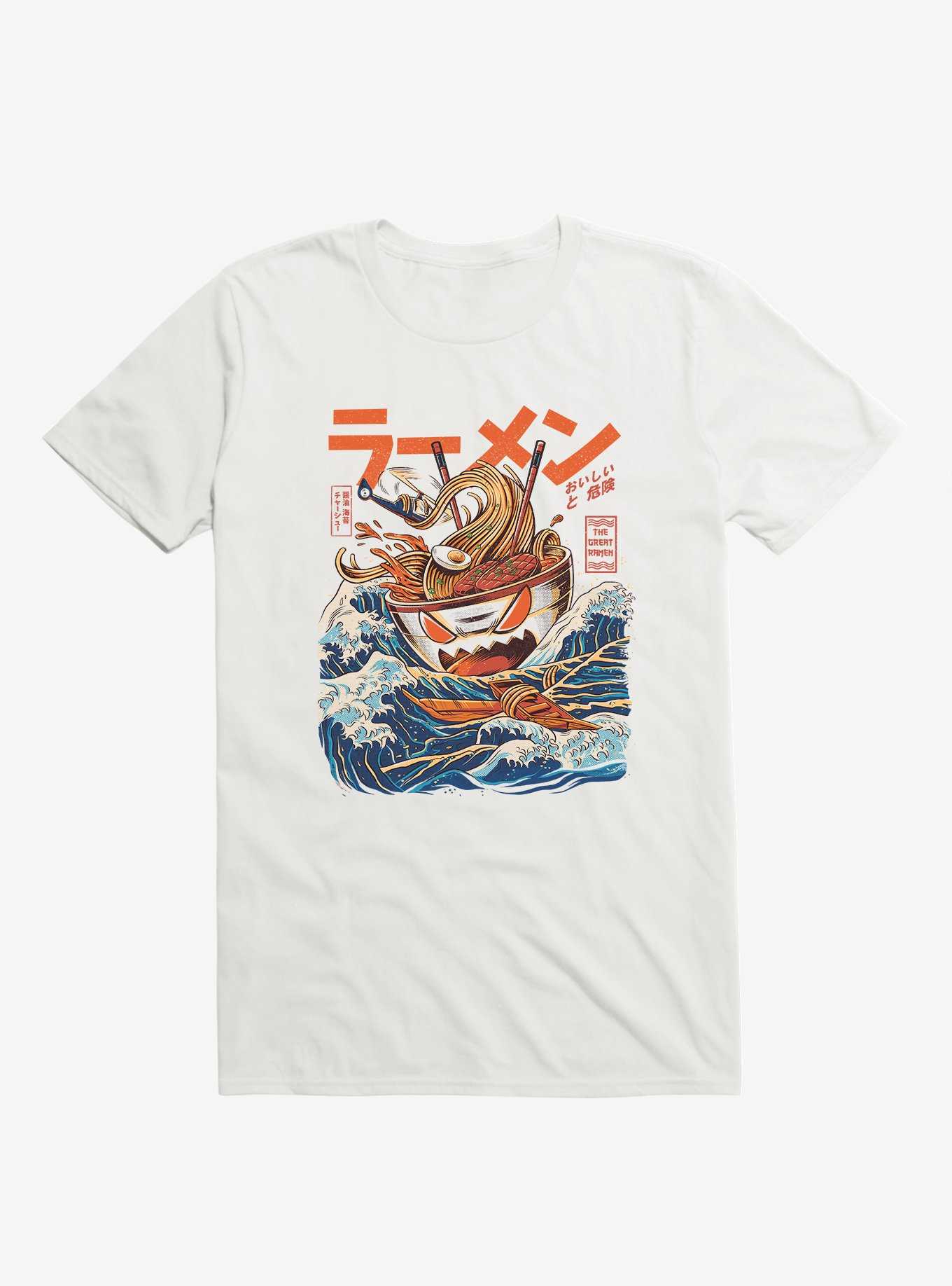 The Great Ramen Off Kanagawa Noodles And Waves White T-Shirt, , hi-res