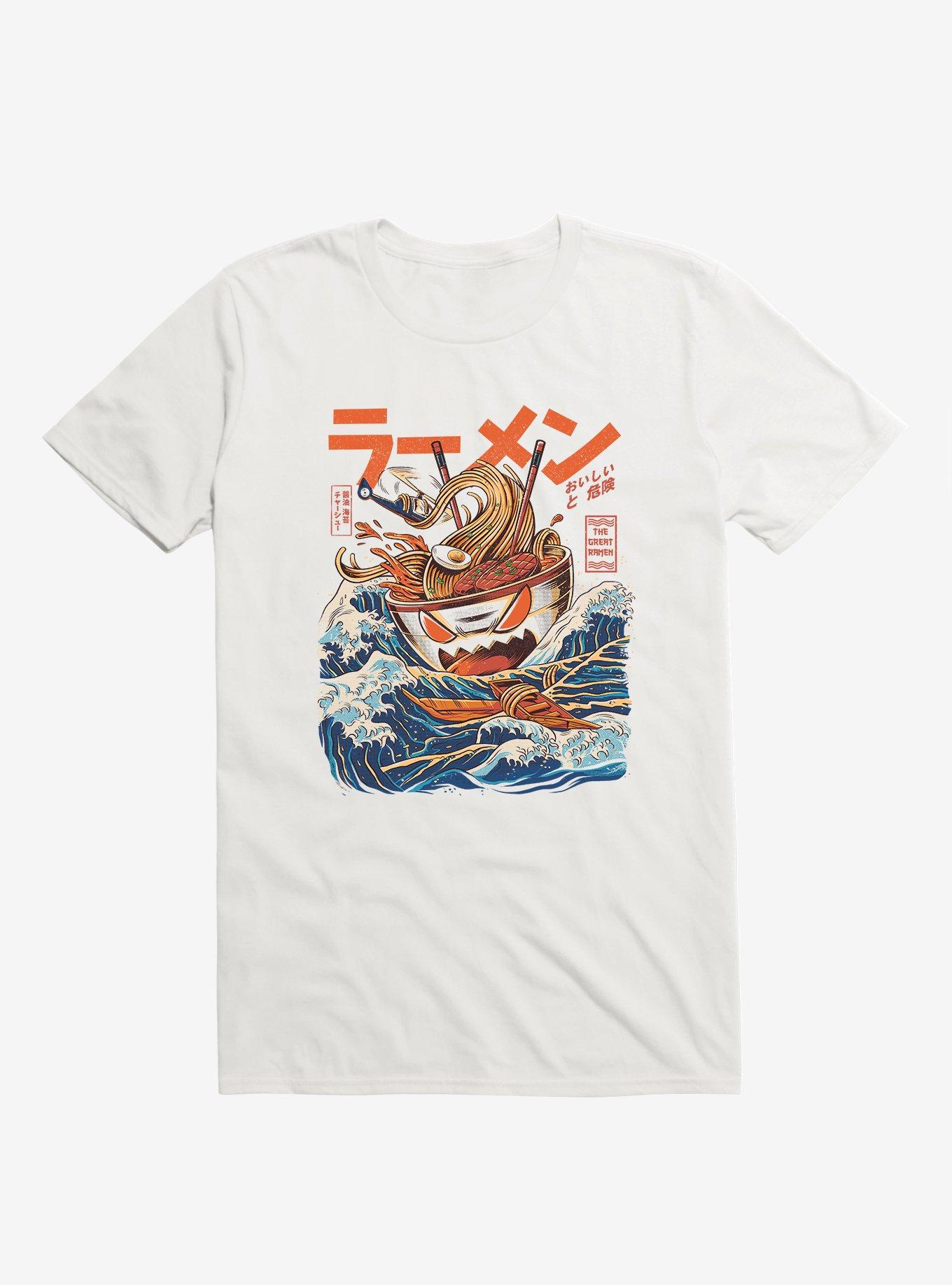 The Great Ramen Off Kanagawa Noodles And Waves White T-Shirt, , hi-res